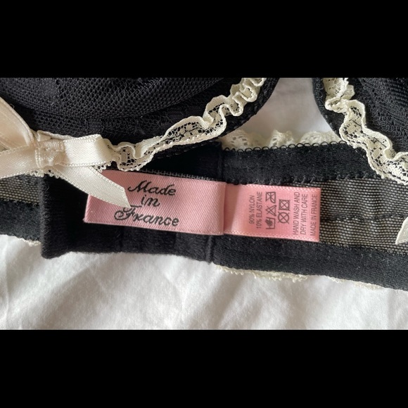 SOLD Agent Provocateur Black lace/ivory chiffon bra & suspender Size small NWOT - Picture 6 of 9